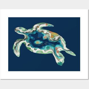 Underwater world inside a turtle shape Posters and Art